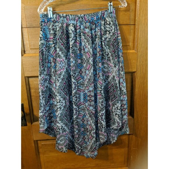 Maurices Black Pink Skirt Size S Small Asymmetrical Napkin Hem Lined Woman - Picture 3 of 5